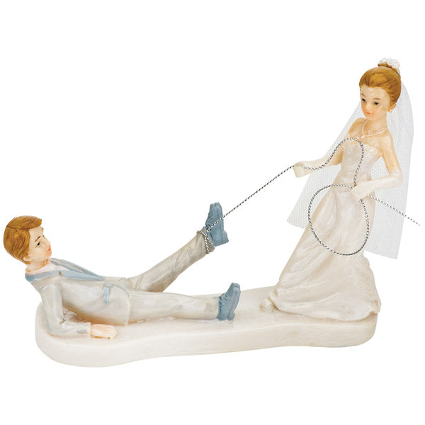 Wedding Figurine Shiny Bride Dragging Groom 160 x 120mm